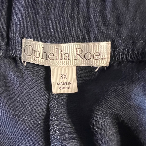 Navy High-Waisted Pants with Buttons Wide Leg Sailor Trousers Classy Chic Boho - Picture 3 of 4